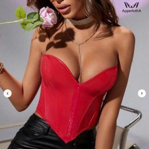 Apperloth A Solid Lace Up PU Leather Corset